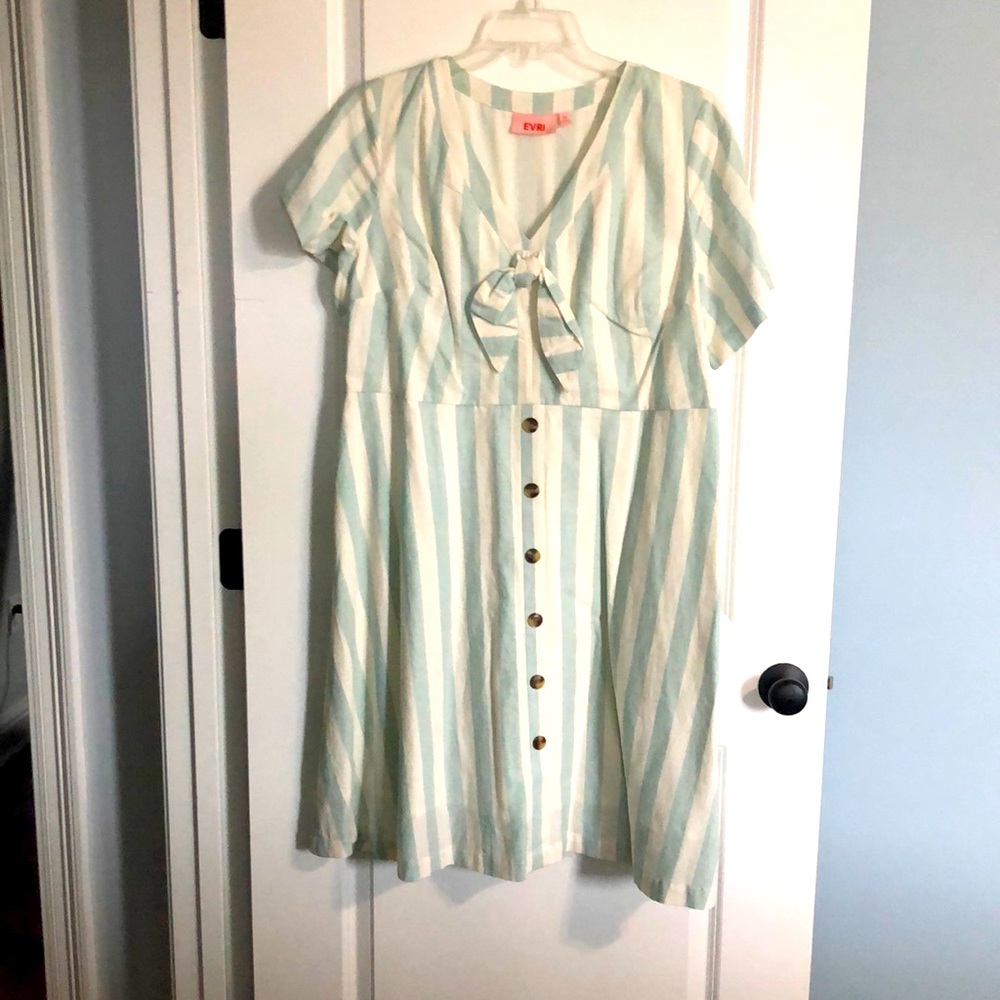 Light blue and cream dress